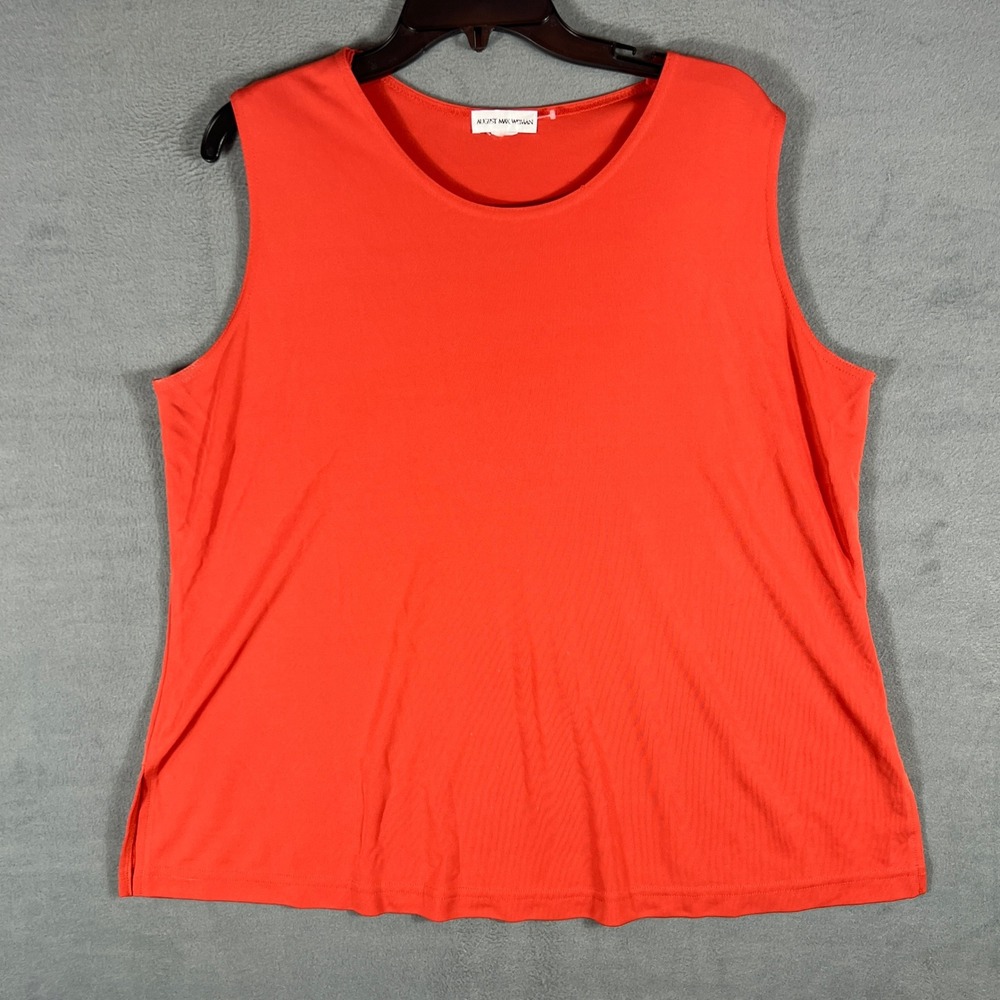 August Max Woman Womens Tank Top Size L Orange Solid Sleeveless Side Slits Y2K